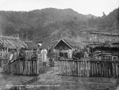 Village Scene, Koriniti Wanganui River by Alfred Burton